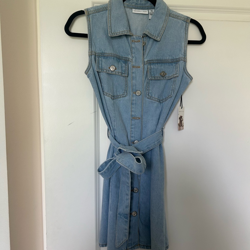 Sincerely Jules Blue Buttoned Mini Sundress Denim